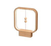 Allocacoc Heng Balance Lampe portable carrée en bois véritable rechargeable USB-C, interrupteur interactif par gravité magnétique, lampe de table LED, chambre à coucher, salle de jeux, salon, entrée