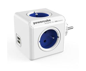 Allocacoc PowerCube - Enchufe DuoUSB, 4 Cartes 250 V + 2 USB, FR, Couleur Blanc Multicolore D132172