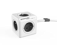 Allocacoc PowerCube Extended Gris FR, 5 Prises et répartiteurs, 230 V FR, Blanc Gris
