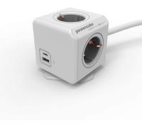 Allocacoc PowerCube Extended USB 4xPrise 1xUSB-C 1x USB-A Câble 1.5m Surge Charge polyvalente Protection - PowerCube USB-C Blanc