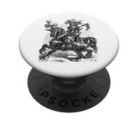 Alloces Un Soldat à tête de Lion Qui crache Le feu sur Un Cheval PopSockets PopGrip Adhésif