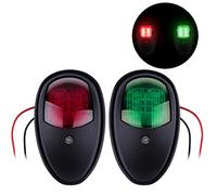 ALLOMN Feu de Navigation Pour Bateau, 1 Paire de Feux de Navigation à LED IP65 Étanche Vert et Rouge Marine LED Lumière Tribord et Bâbord pour le Yacht Skeeter DC 12-24V 5W (Noir)
