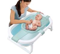 ALLOMN Filet de bain antidérapant pour bébé avec coussin en éponge réglable, doux au toucher avec 5 coins de soutien de sécurité pour 0 à 24 mois (vert)