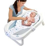 ALLOMN Filet de bain antidérapant pour bébé avec coussin en éponge réglable, doux au toucher, avec 5 coins de support de sécurité pour 0 à 24 mois (blanc)