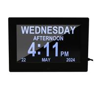 ALLOMN Grande horloge numérique avec calendrier du jour, horloge de 7 pouces pour démence avec jour et date pour personnes âgées, horloge pour Alzheimer avec 12 options d'alarme pour personnes âgées