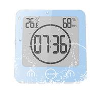 ALLOMN Horloge de Salle de Bain, Alarme Numérique LCD Avec Horloge de Douche Tactile étanche, Humidité de la Température, Compte à Rebours, 3 Méthodes de Montage, Alimentation par Batterie (Bleu)