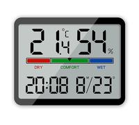 AlloMN Hygromètre-Thermomètre numérique d'intérieur précis - Écran LCD grand - Thermomètre avec horloge - Pour serre et maison - Noir