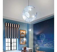 ALLOMN LED Suspension, Plafonnier Lampe de Fée Lune et étoiles Lustre de Chambre à Coucher Grand Cadeau Pour Enfant Ami (Blanc Froid)