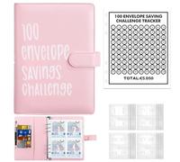 ALLOMN Lot de 100 enveloppes Saving Challenge Euro - 100 enveloppes - Classeur à économie d'argent - Format A5 - Classeur budgétaire pour les couples, le bureau, la maison, l'école