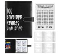 ALLOMN Lot de 100 enveloppes Saving Challenge Euro - 100 enveloppes - Classeur à économie d'argent - Format A5 - Planificateur budgétaire à économiser 5050 euros - Pour couple, bureau, maison, école -