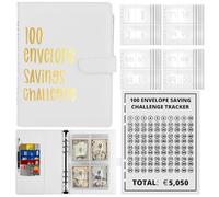 ALLOMN Lot de 100 enveloppes Saving Challenge Euro - 100 enveloppes - Classeur à économie d'argent - Format A5 - Planificateur budgétaire à économiser 5050 euros - Pour couples, bureaux, maison, école