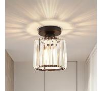 ALLOMN Plafonnier en cristal, mini éclairage au plafond avec montage semi-encastré, lustre moderne en cristal à LED chromé pour cuisine, salle à manger, couloir, balcon, porche, 5,12 x 6,69 pouces
