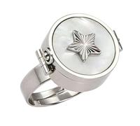 alloneslife Anneaux incrustés de coquille blanche à de | Coque blanche et finition polie pour un usage quotidien, taille réglable pour empiler ou déclaration, acier