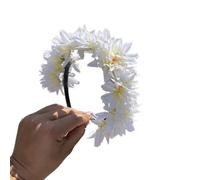 alloneslife Bandeau d'oreille, bandeau à cheveux, bandeau réaliste en forme de fleur, printemps, camping, photographie, serre-tête tempérament pour fête de mariage (blanc)