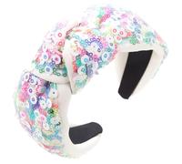 alloneslife Bandeau d'oreille, bandeau à larges bords noués pour femme avec paillettes complètes, bandeau multi-usage pour fille (blanc, taille unique)