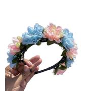 alloneslife Bandeau d'oreille, bandeau en forme de fleur réaliste, bandeau pour printemps, camping, photographie, serre-tête tempérament pour fête de mariage (grand rose et bleu)