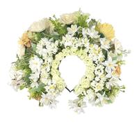 alloneslife Bandeau d'oreille, chapeau, bandeau à fleurs pour femme, fleur de mariée, fournitures de fête de mariage, guirlandes florales, couronne de cheveux (blanc)