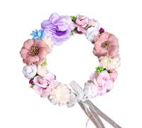 alloneslife Bandeau d'oreille, coiffe adulte, bandeau à fleurs pour femme, pour fête de mariage, guirlande florale, couronne de cheveux (violet)