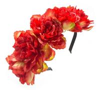 alloneslife Bandeau d'oreille, coiffe pour femme, bandeau à fleurs pour femme, fleur de mariée, fournitures de fête de mariage, guirlandes florales, couronne de cheveux (taille unique, rouge)