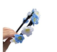 alloneslife Bandeau d'oreille en forme de fleur réaliste pour le printemps, le camping, la photographie, les cheveux, les fêtes de mariage (petit bleu et blanc)