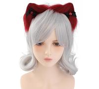 alloneslife Bandeau d'oreille en peluche avec oreilles de chat et nœud papillon pour animes, réunions sur le thème des animes, Halloween pour fille (rouge bordeaux)