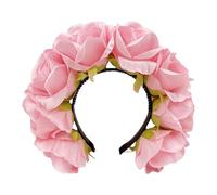 alloneslife Bandeau d'oreille pour fête - Bandeau à fleurs roses pour mariée - Bandeau élégant pour femme - Décoration de cheveux (rose)
