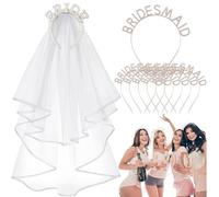 alloneslife Bandeau d'oreille pour mariée avec perles brillantes - Long voile - Pour mariée - Pour fête de mariage