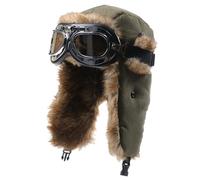 alloneslife Bonnet d'hiver thermique avec lunettes amovibles pour ski, équitation et activités de plein air Style vintage Protections auditives Cold We, Cocu Sil, S-4XL