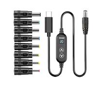alloneslife Câble de Conversion USB C DC5V-20V avec Protections de, B | Bouton de réglage des tensions et affichage LED pour les besoins de, divers appareils, pointes multiples,