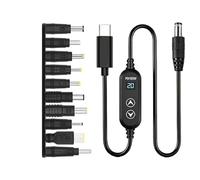 alloneslife Câble de Conversion USB C DC5V-20V avec Protections de, D | Bouton de réglage des tensions et affichage LED pour les besoins de, divers appareils, pointes multiples,