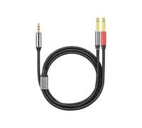 alloneslife Câble professionnel 3, 5 mm double 6, 5 mm, 1.5m | Avec canal gauche droit indépendant pour l ' enregistrement home cinéma, couverture tressée en PVC pour un usage