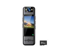 alloneslife Caméra portable à clip 64 Go en boucle 2K avec objectif rotatif pour surveillance Détection de mouvement Corps caméra rotative