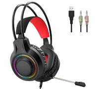alloneslife Casque supra-auriculaire PC avec éclairage RVB 40 mm basses améliorées micro amovible coussinets d'oreille en mousse à mémoire de forme bandeau réglable pour jeux compétitifs Esports