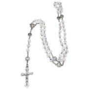 alloneslife Chapelet de perles catholiques pour femme et homme avec breloque crucifix et longue chaîne amulette, bijoux religieux pour femme