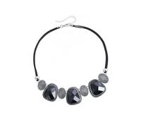 alloneslife Collier en pierre noire avec brins de velours, chaîne de clavicule, accessoire bijoux pour superposition de tenues, bijoux en alliage et résine