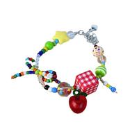 alloneslife Collier ras du cou en perles arc-en-ciel avec nœud papillon - Bijoux en perles - Accessoires tendance pour fête