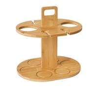 alloneslife Élégant et robuste en bambou pour bouteilles de vin et verres - Accessoire portable pour bouteilles et verres - Gain de place