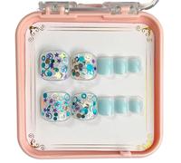 alloneslife Elegant Touch Faux ongles à coller sur les ongles d'orteils à presser courts et colorés pour femmes et filles (08)