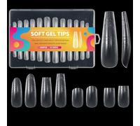 alloneslife Elegant Touch Lot de 240 faux ongles longs à coller en acrylique transparent avec échelle de mesure 12 tailles