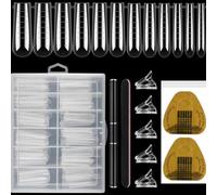 alloneslife Elegant Touch Lot de 4 faux ongles à coller en gel double forme de cercueil avec limes à ongles pour nail art