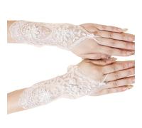 alloneslife Gants de mariée respirants en dentelle élégante Design main pour cérémonie de mariage Accessoire de photographie en dentelle pour mariée, blanc, taille unique