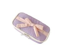 alloneslife Grande trousse à crayons grande capacité avec fermeture éclair avec nœud papillon pour le bureau, l'école, les voyages, les étudiants, les fournitures scolaires, violet