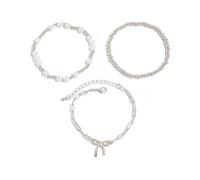 alloneslife Imitation Élégante Pearls Accent Bowknot Design Adjustable Adplable Wristchain Handmade Bijoux pour L' Quotidienne Pearls Bowknot