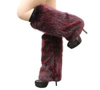 alloneslife Jambières en fourrure pour femme - Confortables - Couvre-bottes d'hiver - Chaudes et pelucheuses - Guêtres sans pieds, XL-5XL