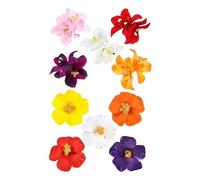 alloneslife Lot de 10 barrettes à cheveux hawaïennes à double fleur en tissu - Accessoires de plage élégants pour femmes et filles