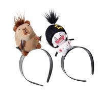 alloneslife Lot de 2 bandeaux auriculaires colorés, bandeaux uniques de dessin animé pour cheveux tendance pour femmes, accessoires de cheveux quotidiens (cheveux marron et noirs)