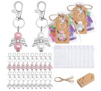 alloneslife Lot de 24 porte-clés en forme d'aile angélique pour les fêtes et cadeaux de remerciement lors de mariages ou baptêmes