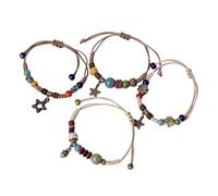 alloneslife Lot de 4 bracelets ethniques en céramique avec pommes de pin et étoile - Décoration de poignet pour femme tendance