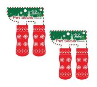 alloneslife Lot de 4 paires de chaussettes de Noël pour chien - Pour intérieur et extérieur - Pour petit chien