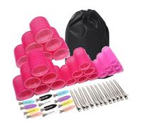 alloneslife Lot de 6 bigoudis avec pince à cheveux en métal pour salon de coiffure longue à courte et formelle (rose rouge, 6 ensembles de boucles)
